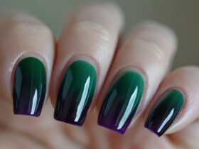 green and purple nail ideas