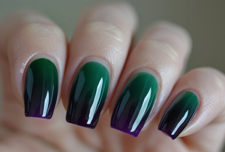 green and purple nail ideas