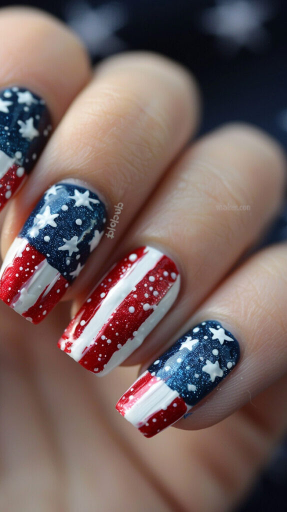 American Flag Accent Nail