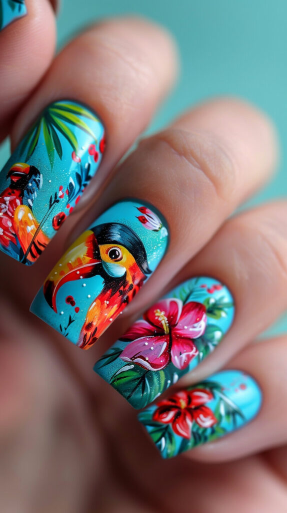 Exotic Bird Beauty nails