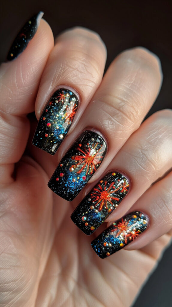 Fireworks Display nail design