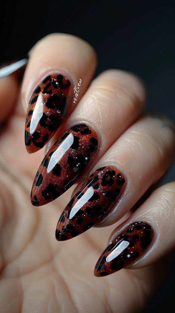 Maroon Base with Black Leopard Print