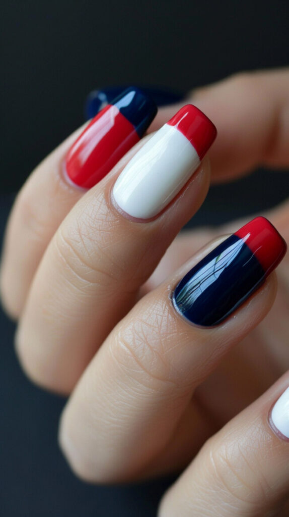 Red, White, and Blue French Tips