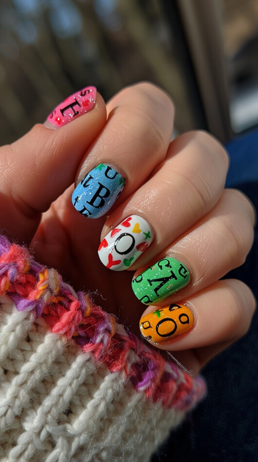 Alphabet Soup Nails