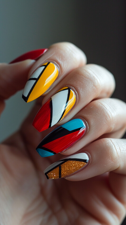 Geometric School Supplies nail