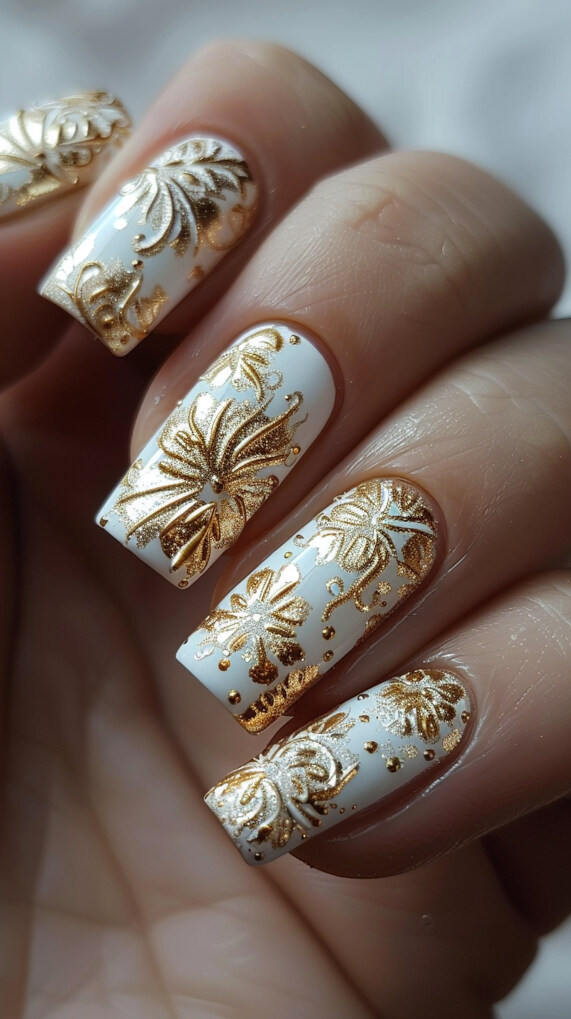 Intricate Gold Lace on White