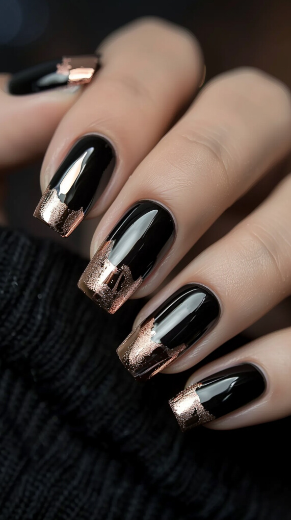 Negative Space rose gold nail