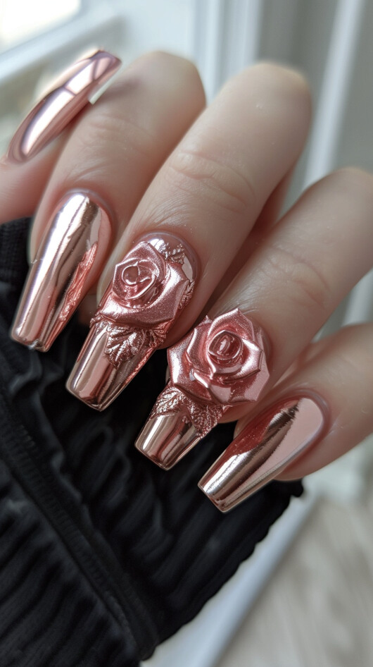 Rose Gold Royalty Nails