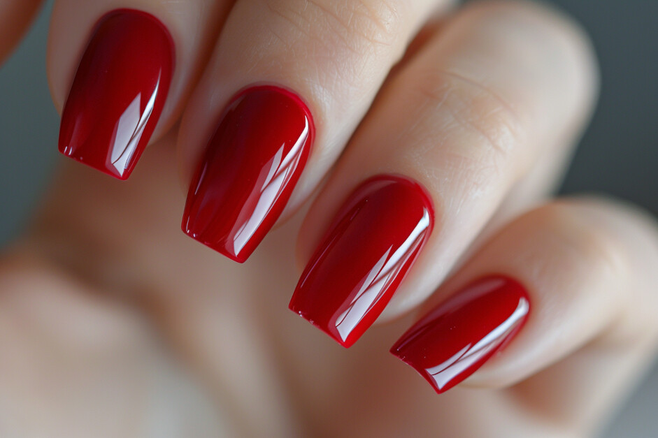 Sporting red nails