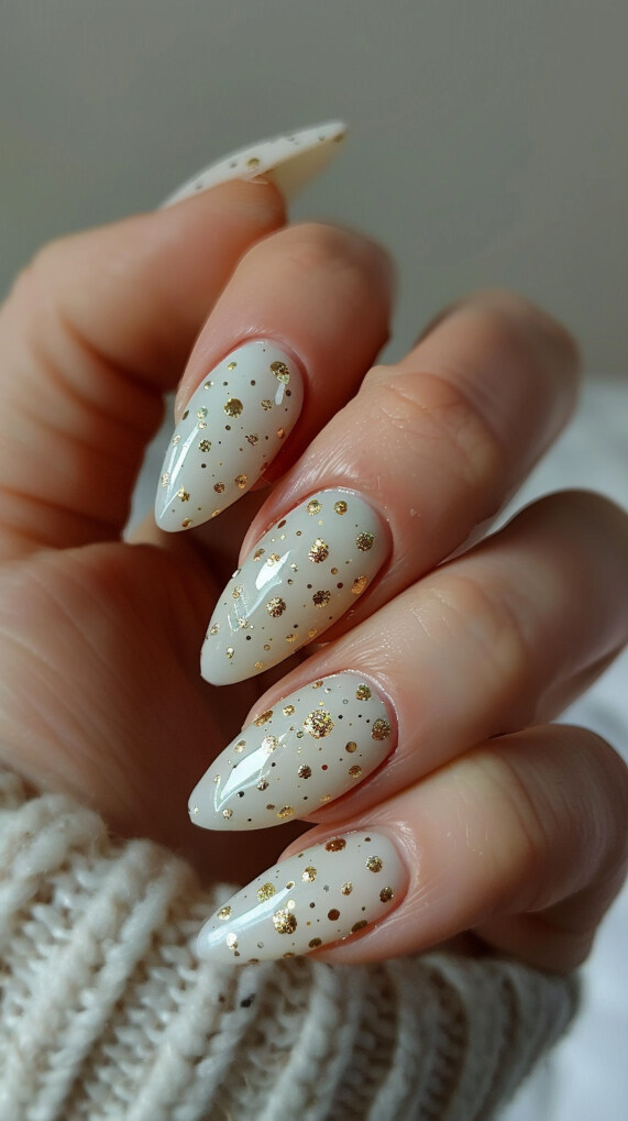 White Base with Gold Polka Dots