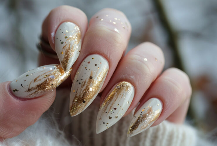 White and Gold Nails
