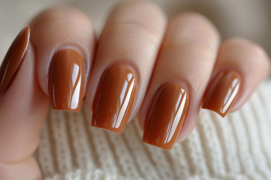 creamy caramel nails