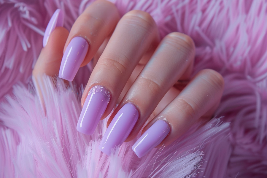 lavender colored long acrylic nails