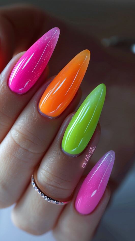 August Bright Neon Nails