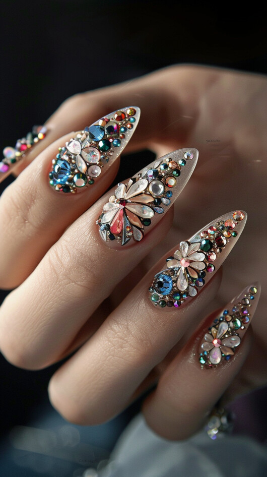 Negative Space Crystal Nail Designs