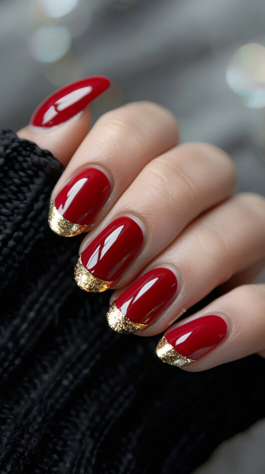 Red and Gold French Tips