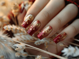 Red and Gold Nails