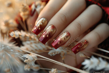 Red and Gold Nails