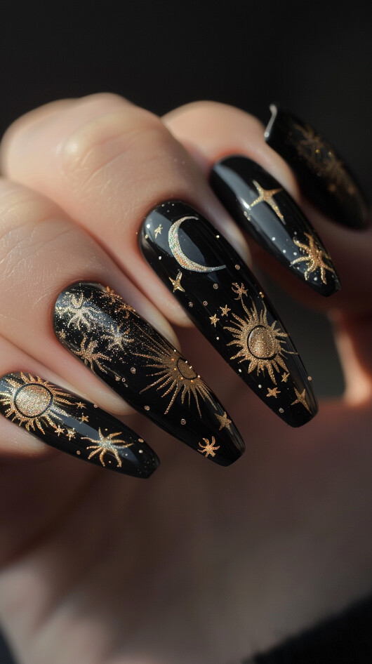 Sun and Moon Nail design