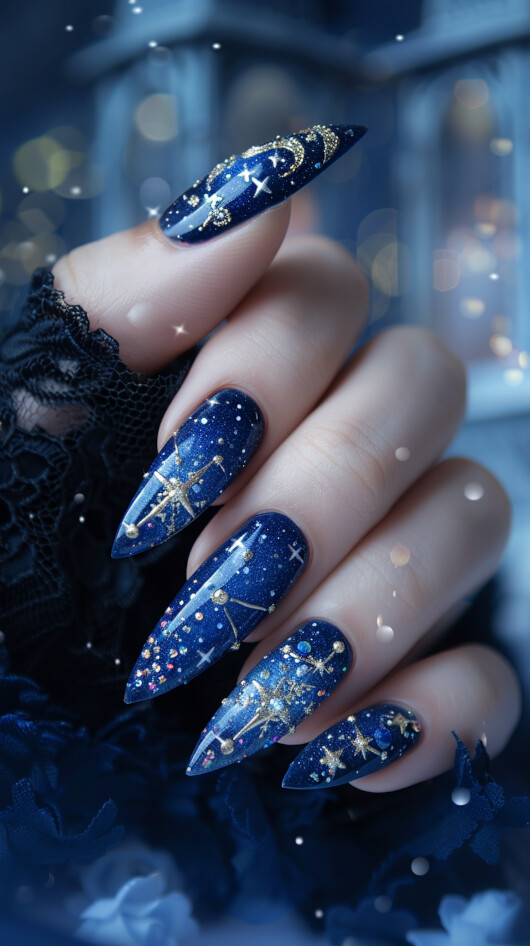 Zodiac Crystal Constellations nails