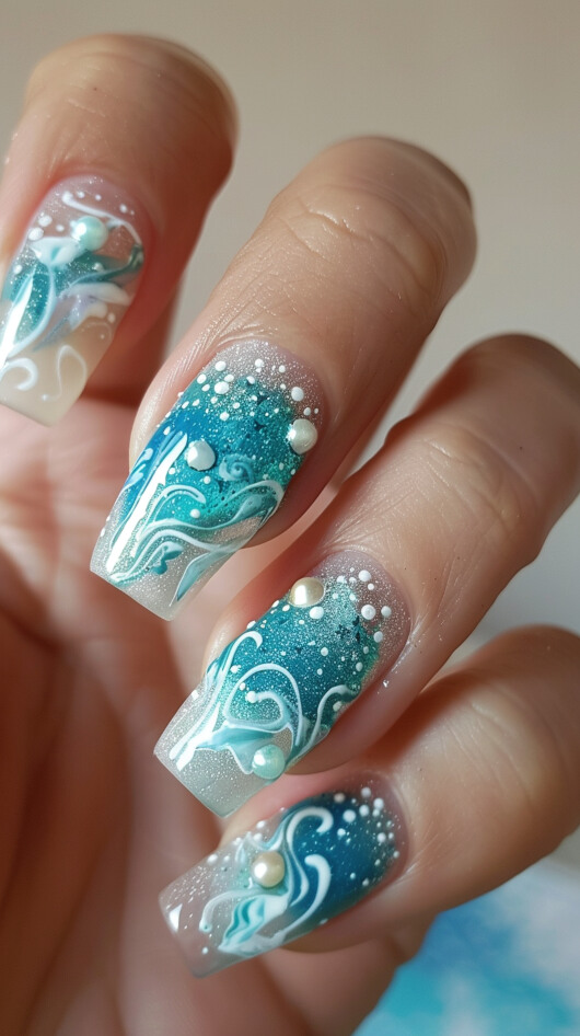 beach wave august nails