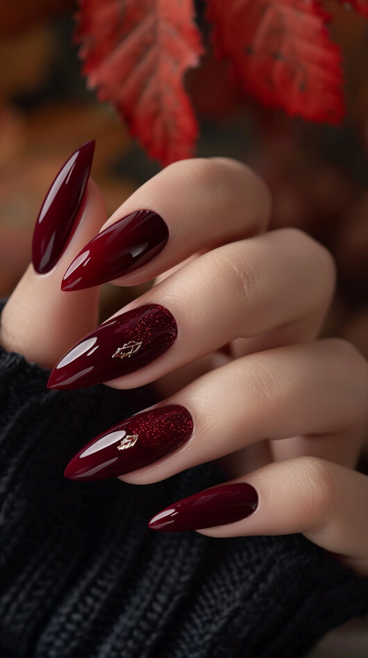 Deep Burgundy and Wine Nails