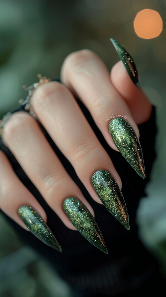 Earthy Green Nails