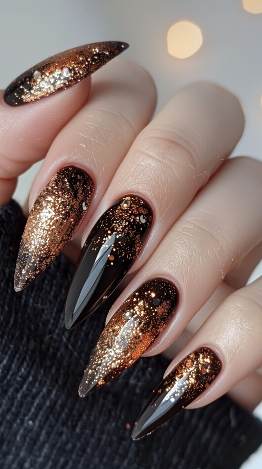 Glitter and Glam fall nails